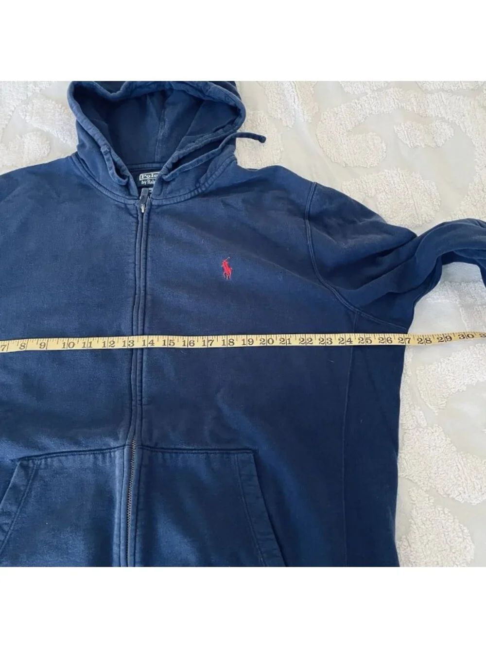 VTG Polo Ralph Lauren Full Zip Fleece Hoodie Men's XL Navy Blue Hype PRL 90’s